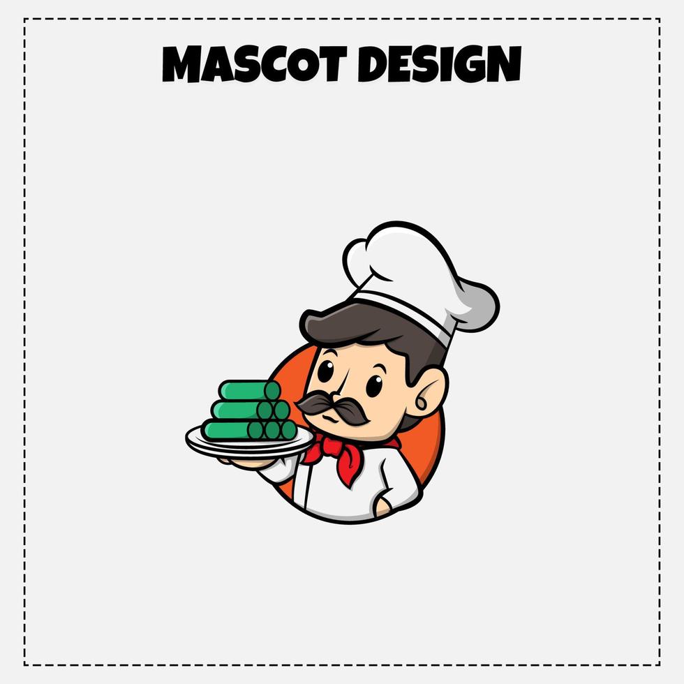 Indonesisch traditioneel voedsel logo vector putu cake mascotte illustratie ontwerp