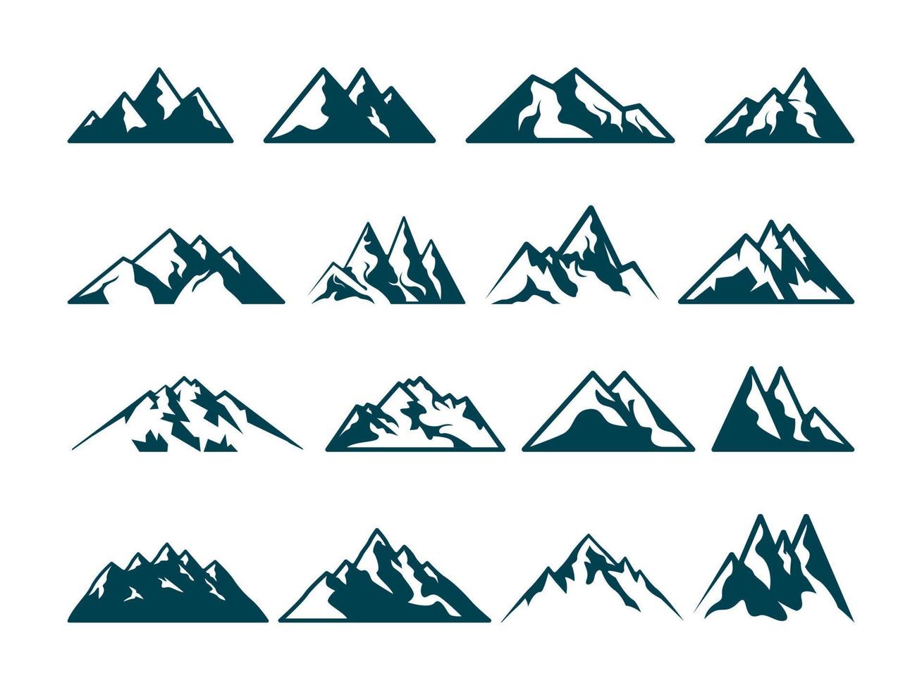 bergsilhouet, blauwe rotsachtige bergillustratie, vectorontwerp, teken, symbool, buiten, bundel. vector