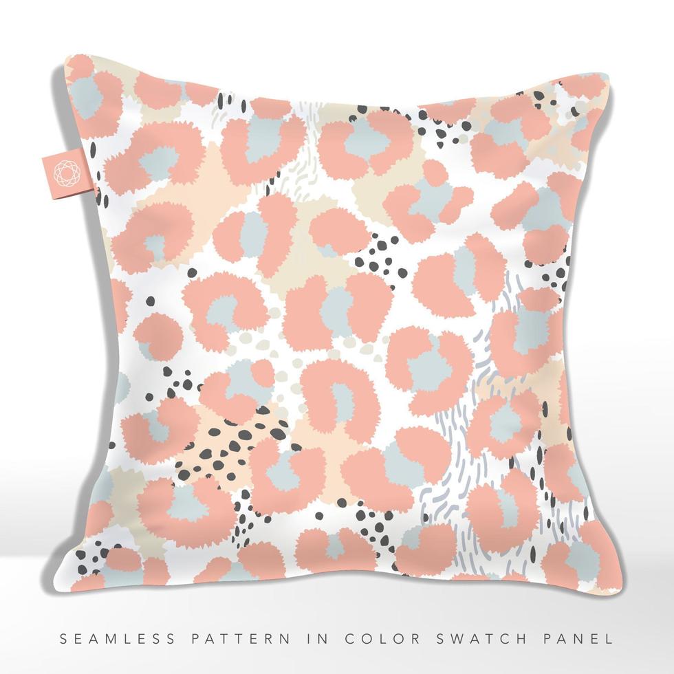 vector minimale pastel luipaard en abstracte naadloze patroon, beige, roze en lichtblauw.