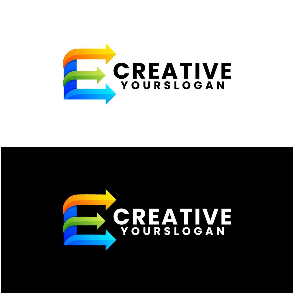 letter e pijlen kleurrijk logo-ontwerp vector