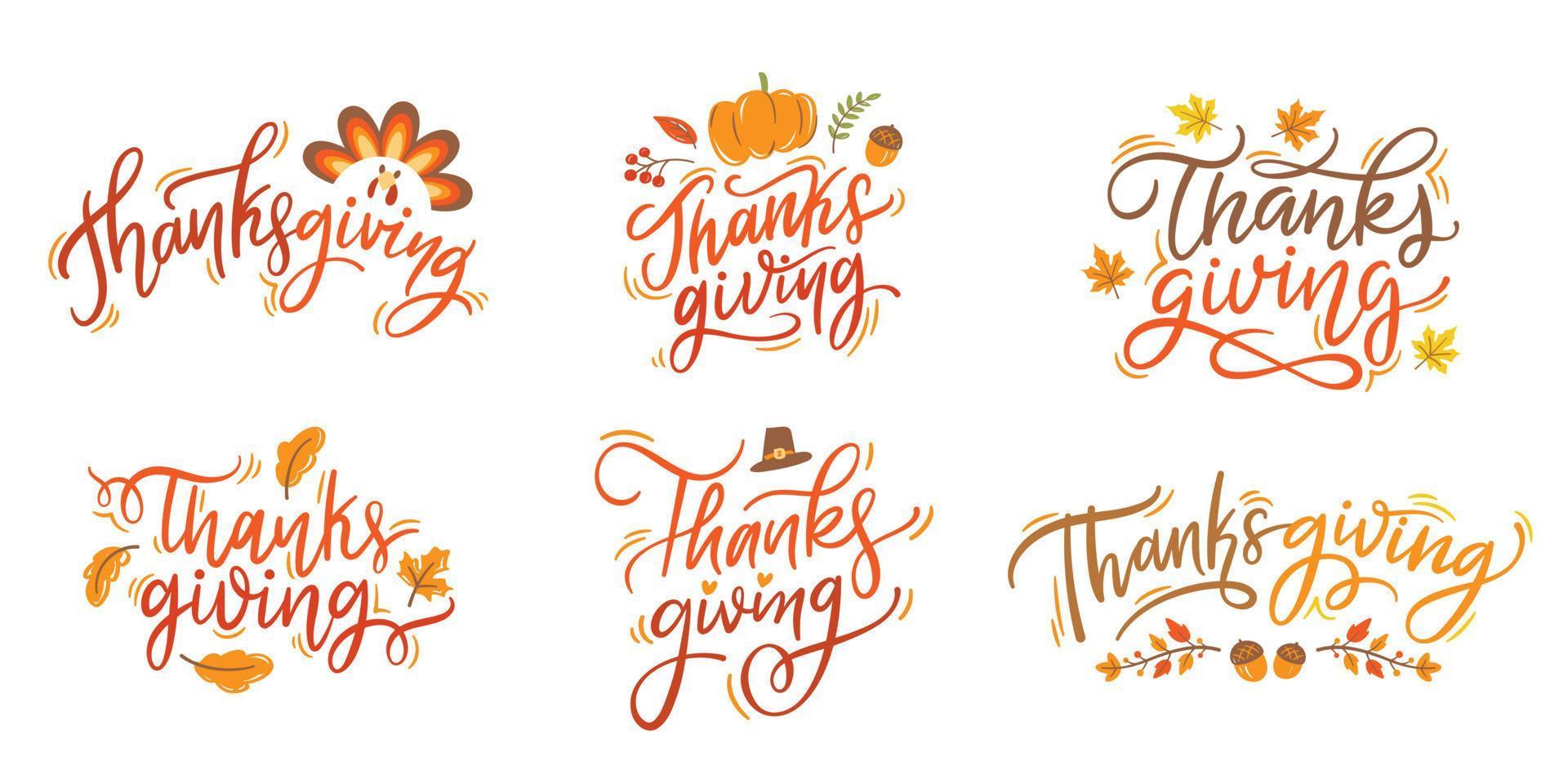 hand belettering van Thanksgiving Day festival viering vector