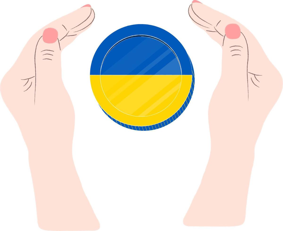Oekraïense hryvnia vector hand getekende vlag, Oekraïense vlag vector hand getekende vlag