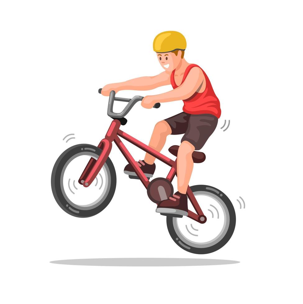 jongen rijden fiets, freestyle extreme sport illustratie vector