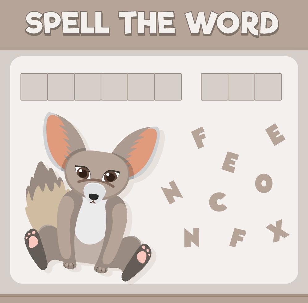 spellen woordspel met woord fennec fox vector