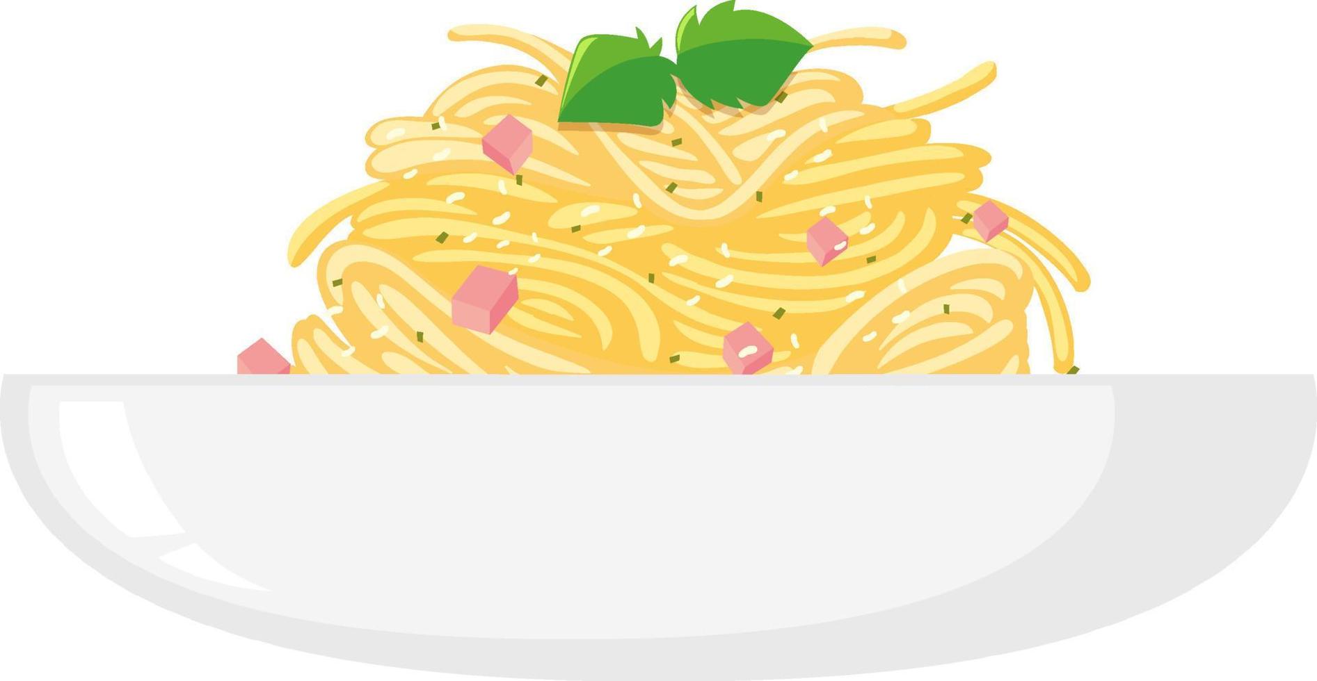 spaghetti carbonara in een kom vector