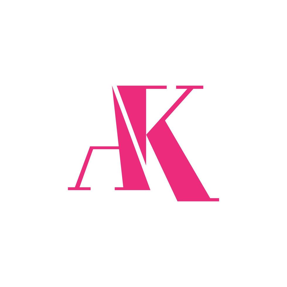 brief ak logo ontwerp. ak logo roze kleur vector gratis vector sjabloon.