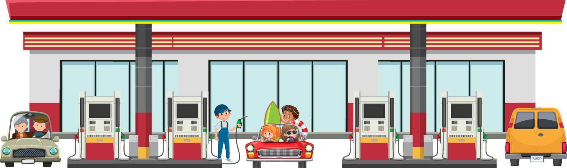 tankstation cartoon scène vector