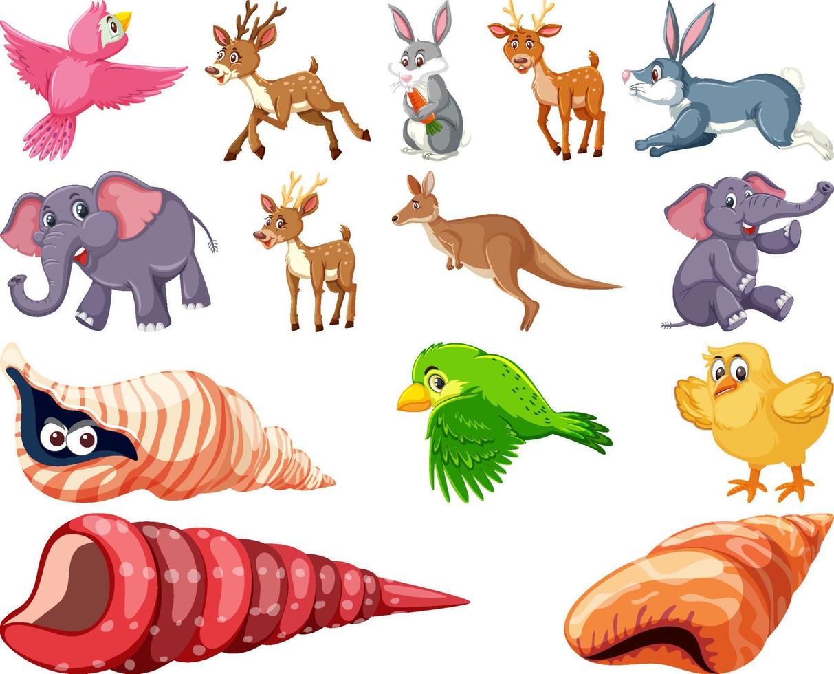 set van verschillende dieren cartoon vector