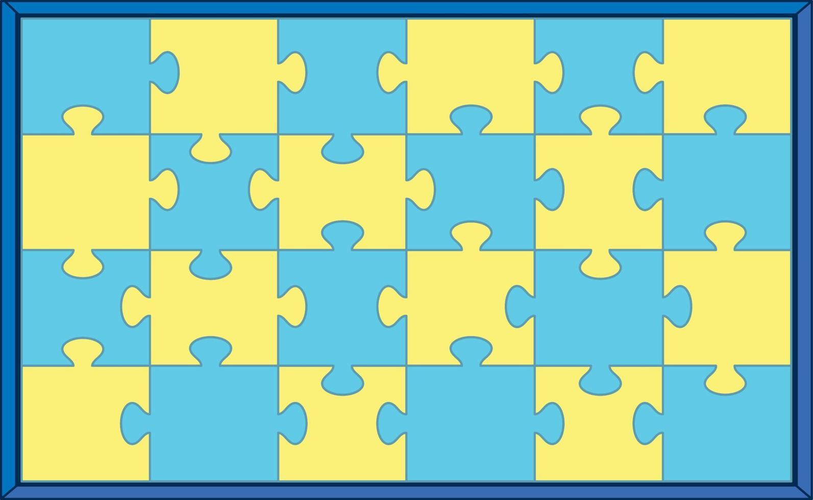 gele en blauwe puzzel op frame vector