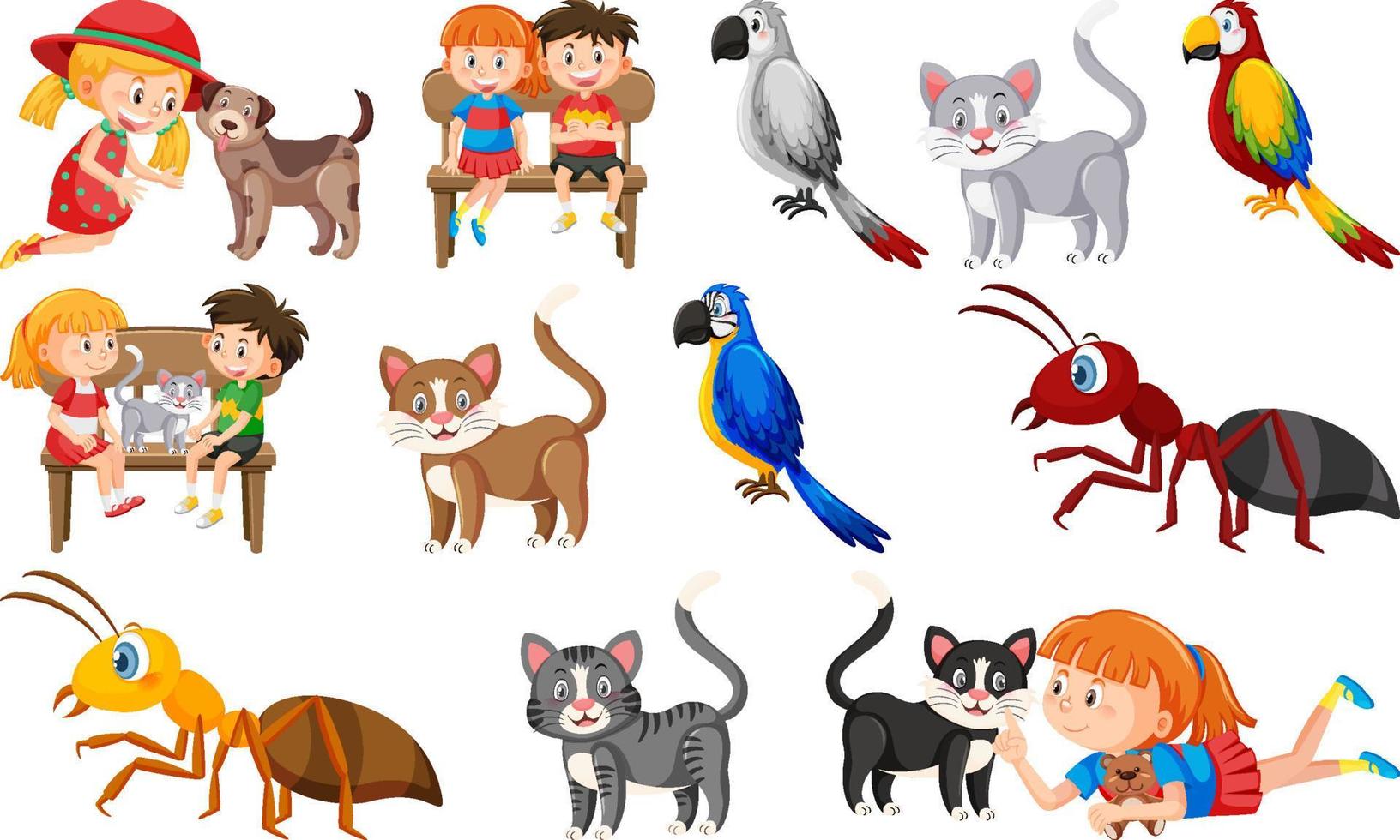 set van verschillende wilde dieren in cartoonstijl vector