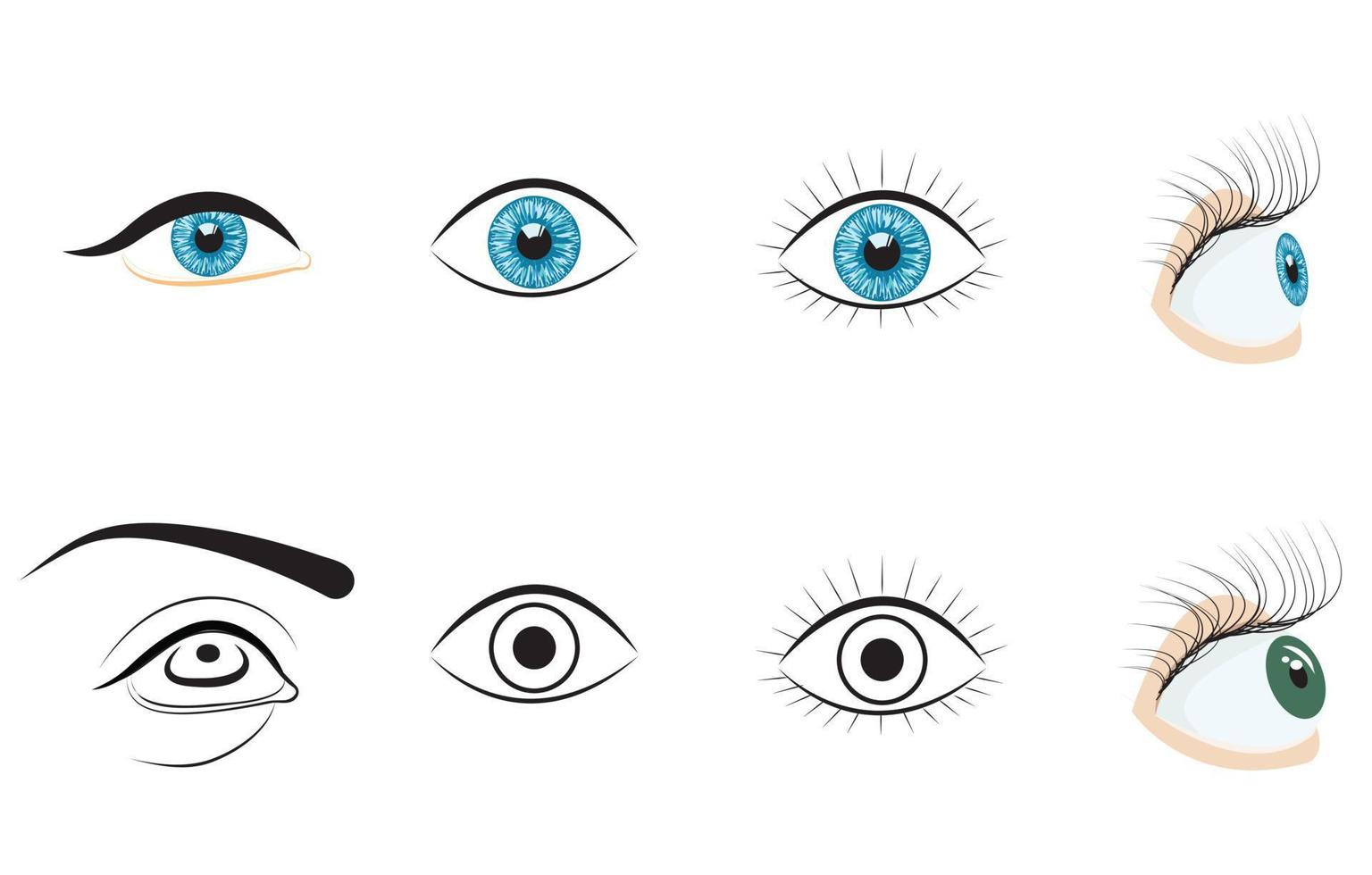 menselijk oog pictogrammen instellen. vectorillustratie geïsoleerd op een witte achtergrond. vector