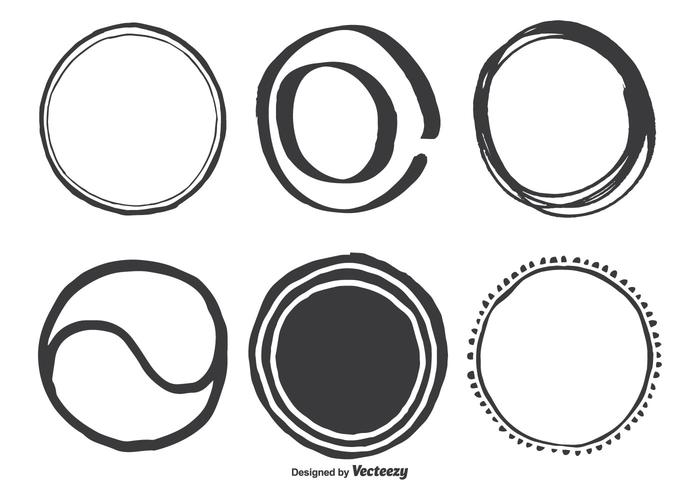 Hand getekende vectorformaten van diverse cirkels vector