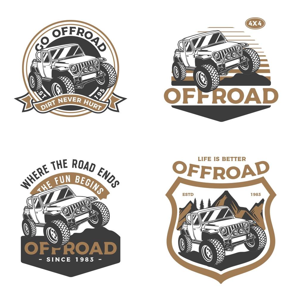 off-road voertuig badge set vector