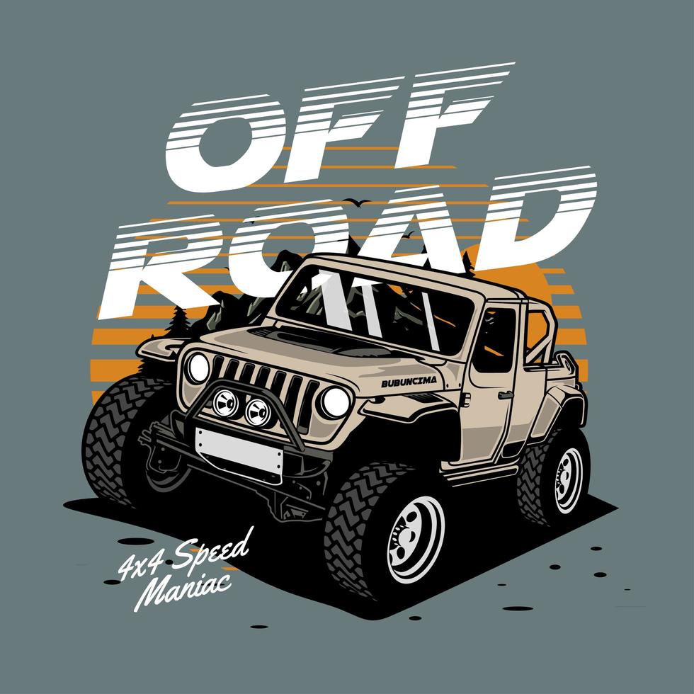 off-road voertuig retro zonsondergang ontwerp vector