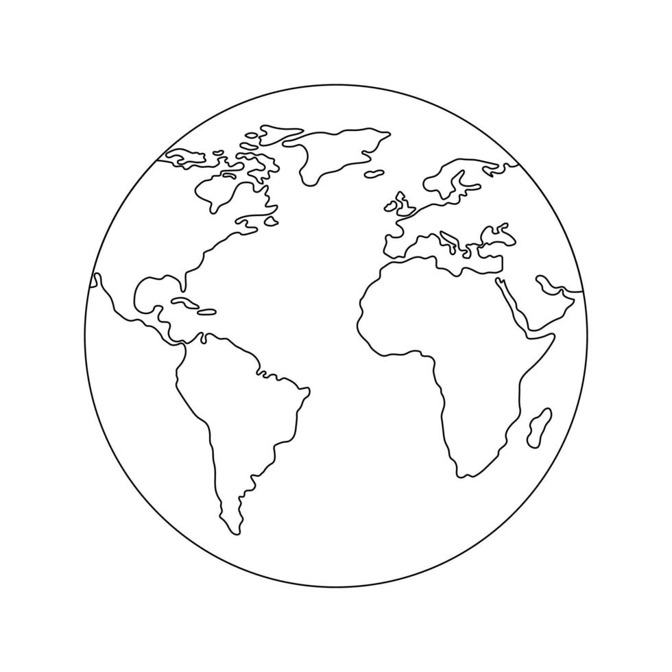 aarde wereldbol sjabloon. wereldkaart. lijnstijl icoon van de planeet aarde. schone en moderne vectorillustratie voor ontwerp, web. vector