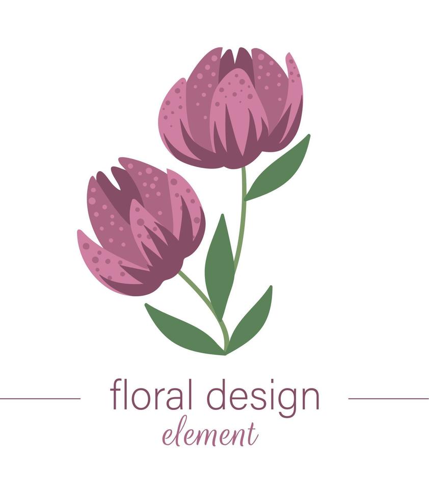 vector bloemen verticaal decoratief element. platte trendy illustratie met bloem, bladeren, takken. weide, bos, bos illustraties. mooi lente- of zomerboeket dat op witte achtergrond wordt geïsoleerd