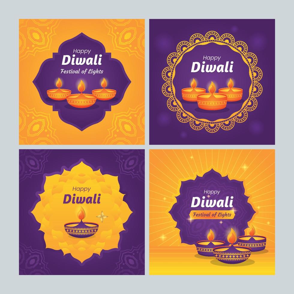 diwali-sjablonen voor sociale media vector