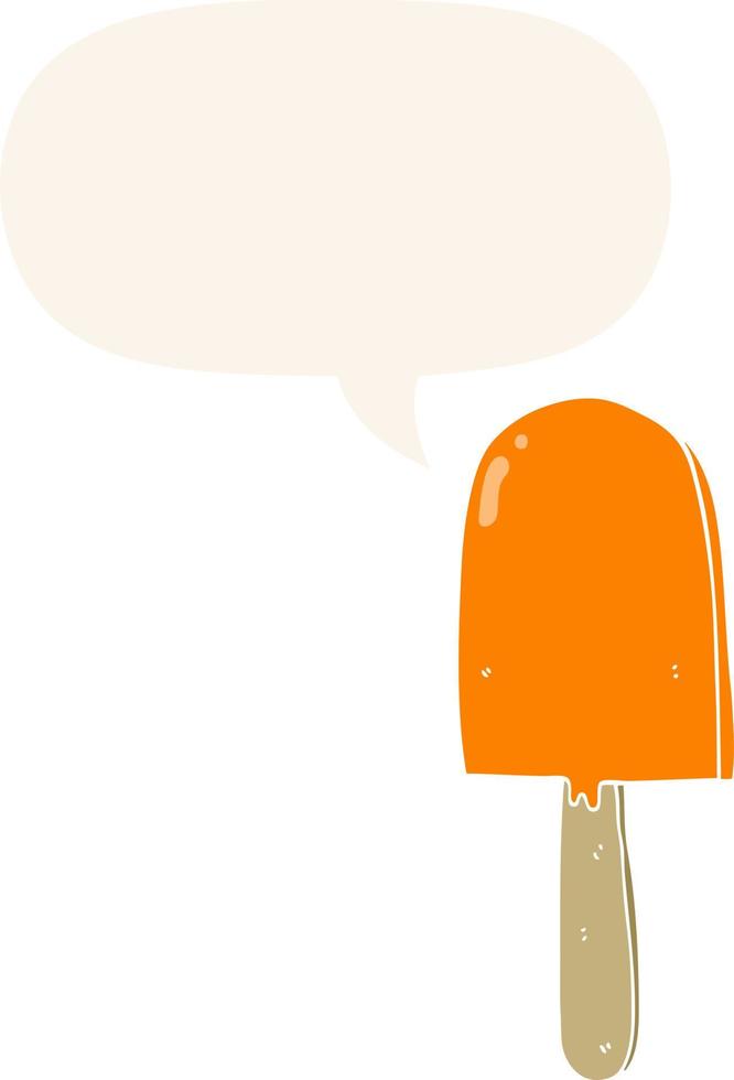 cartoon lolly en tekstballon in retro stijl vector