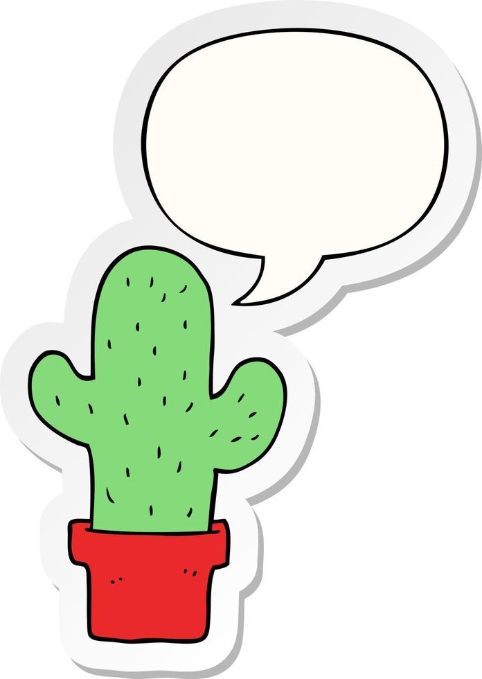 cartoon cactus en tekstballon sticker vector