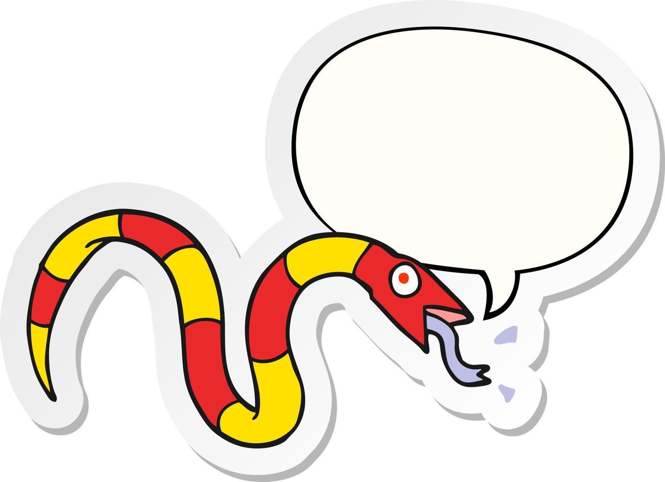 sissende cartoon slang en tekstballon sticker vector