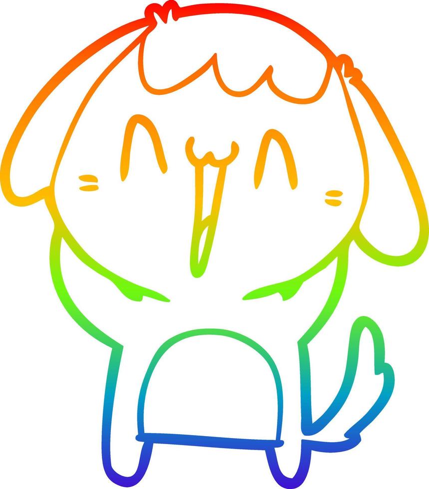 regenbooggradiënt lijntekening schattige cartoon hond vector