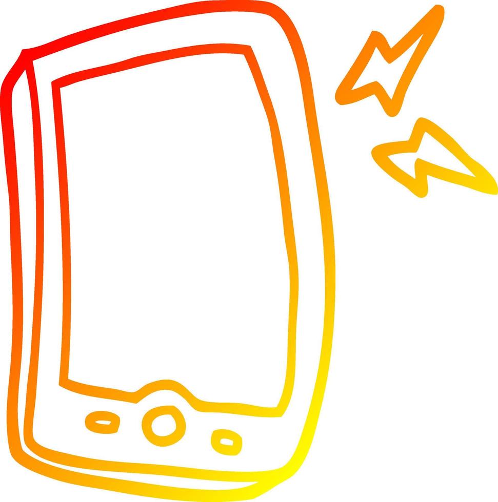 warme gradiënt lijntekening cartoon mobiele telefoon vector