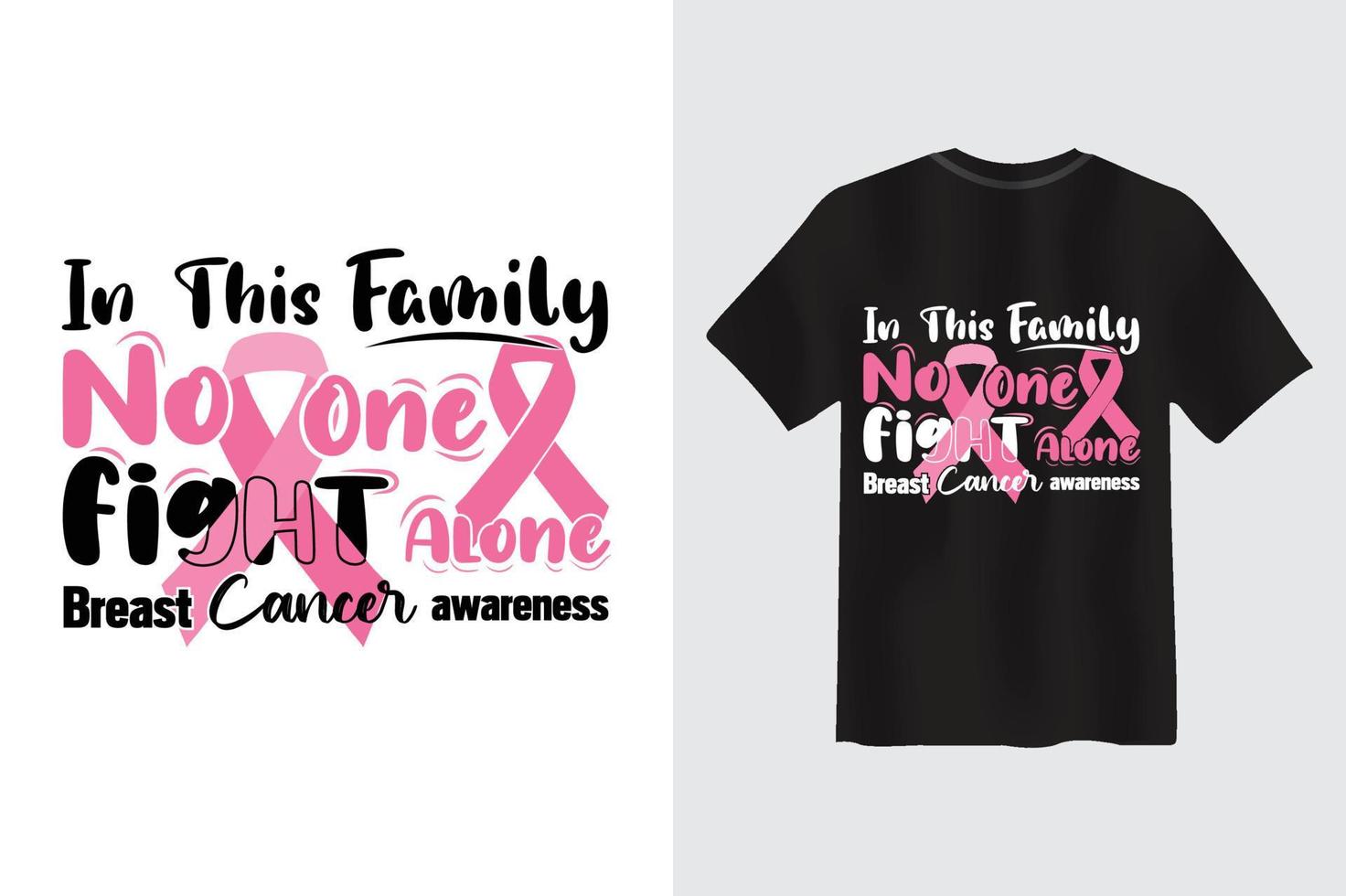 in deze familie vecht niemand alleen. borstkanker bewustzijn typografie citaat t-shirt ontwerp vector