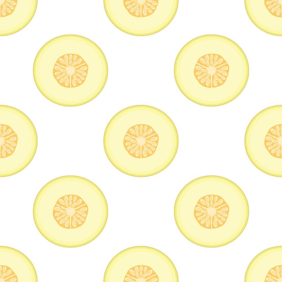naadloze patroon met verse halve meloen fruit op witte achtergrond. Honing meloen. zomerfruit voor een gezonde levensstijl. biologisch fruit. cartoon-stijl. vectorillustratie voor elk ontwerp. vector