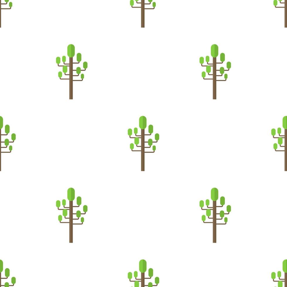 naadloze patroon met platte groene boom pictogram op witte achtergrond. vectorillustratie voor ontwerp, web, inpakpapier, stof, behang. vector