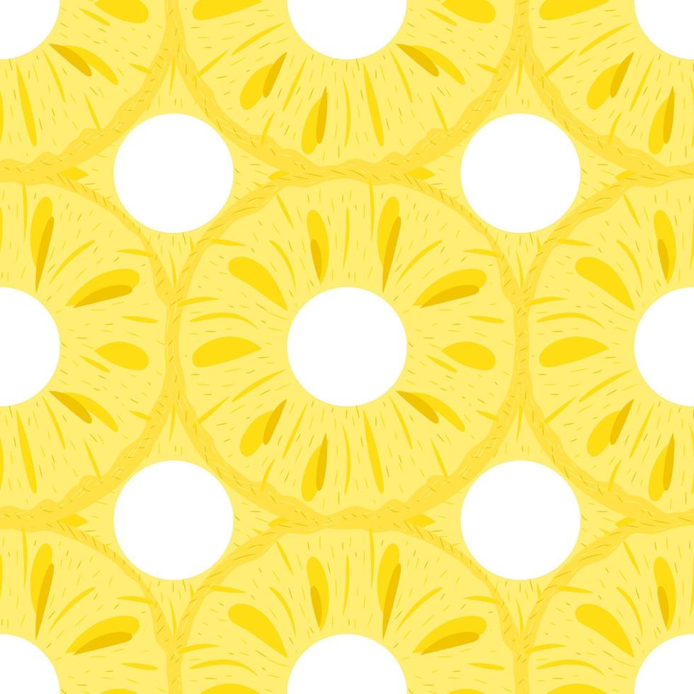 naadloze patroon met vers gesneden ringen ananas fruit op witte achtergrond. zomerfruit voor een gezonde levensstijl. biologisch fruit. cartoon-stijl. vectorillustratie voor elk ontwerp. vector