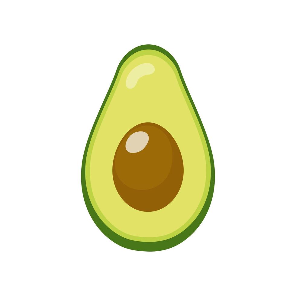 verse halve avocado geïsoleerd op een witte achtergrond. biologisch voedsel. cartoon-stijl. vectorillustratie voor ontwerp. vector