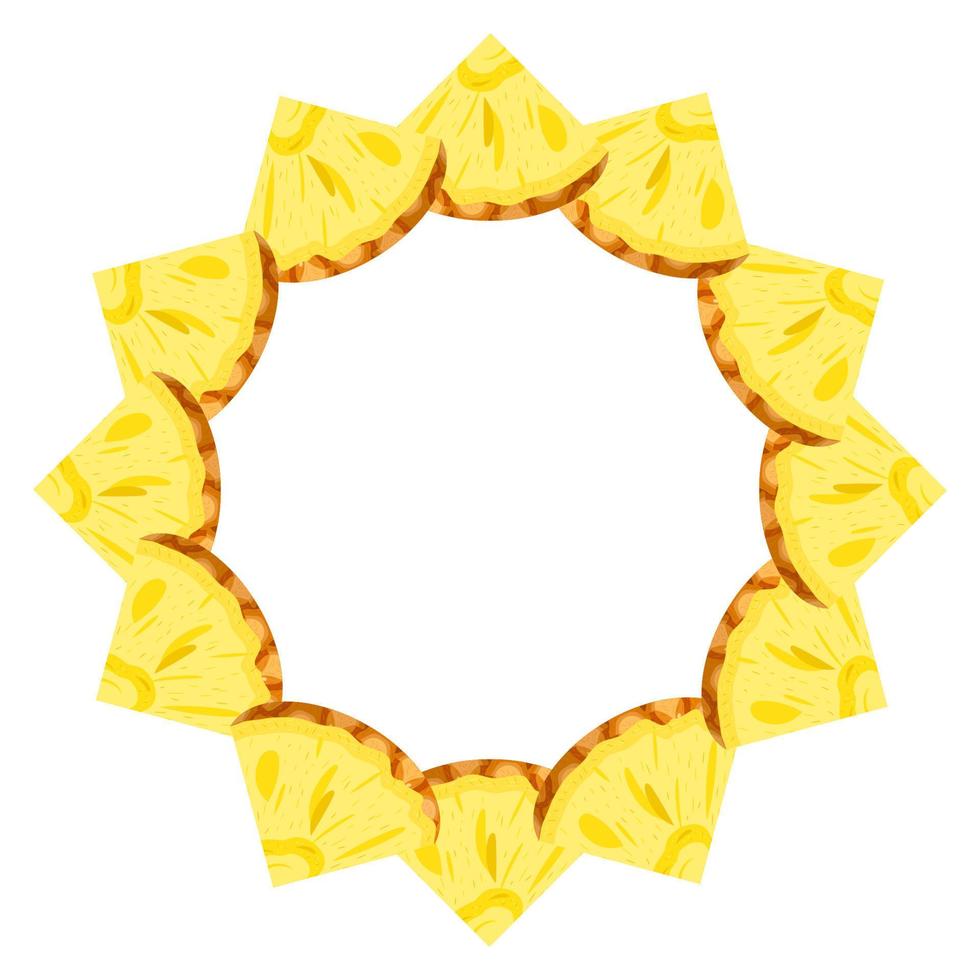 krans van gesneden ananas met ruimte voor tekst. cartoon zoet biologisch voedsel. zomerfruit voor een gezonde levensstijl. vectorillustratie voor elk ontwerp. vector