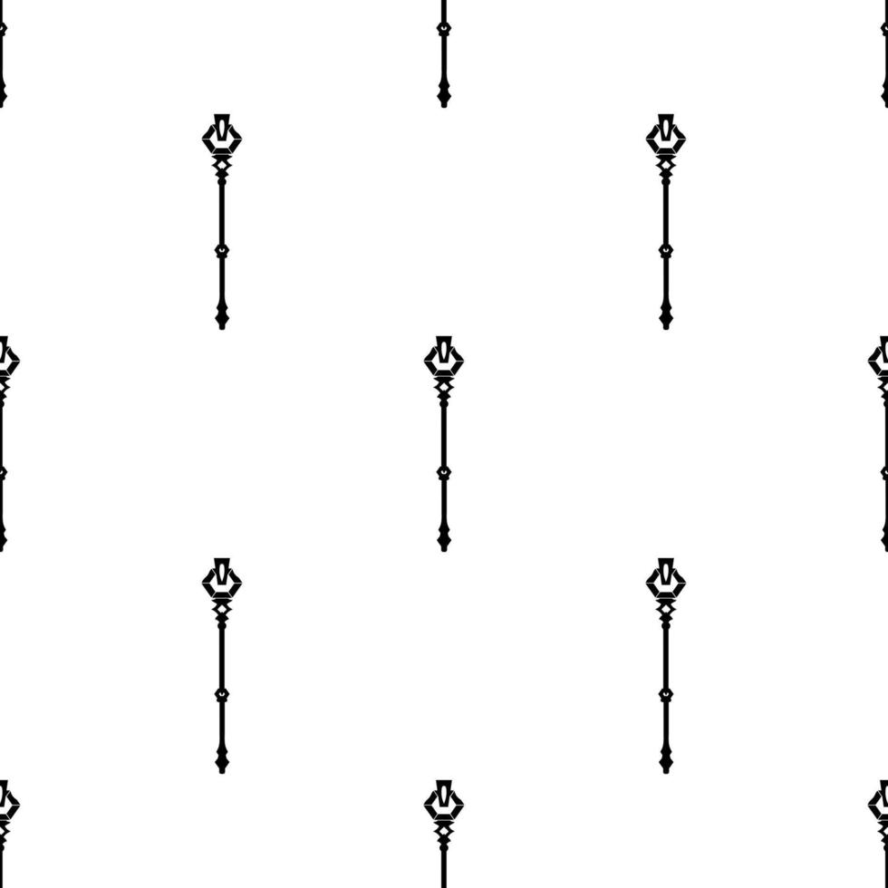 naadloze patroon met zwarte magie personeel pictogram op witte achtergrond. toverstaf, scepter, stok, staaf. vectorillustratie. vector