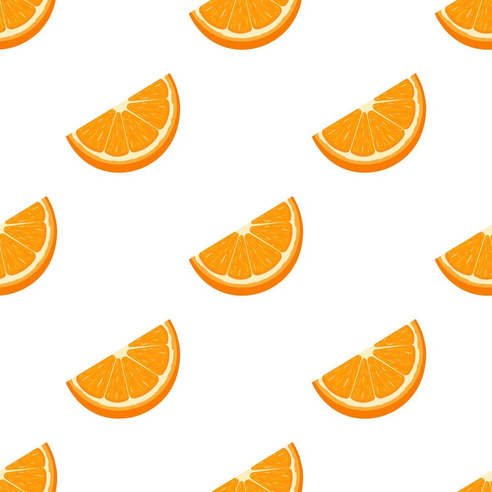 naadloze patroon met vers gesneden schijfje oranje fruit op witte achtergrond. mandarijn. biologisch fruit. cartoon-stijl. vectorillustratie voor ontwerp, web, inpakpapier, stof, behang. vector