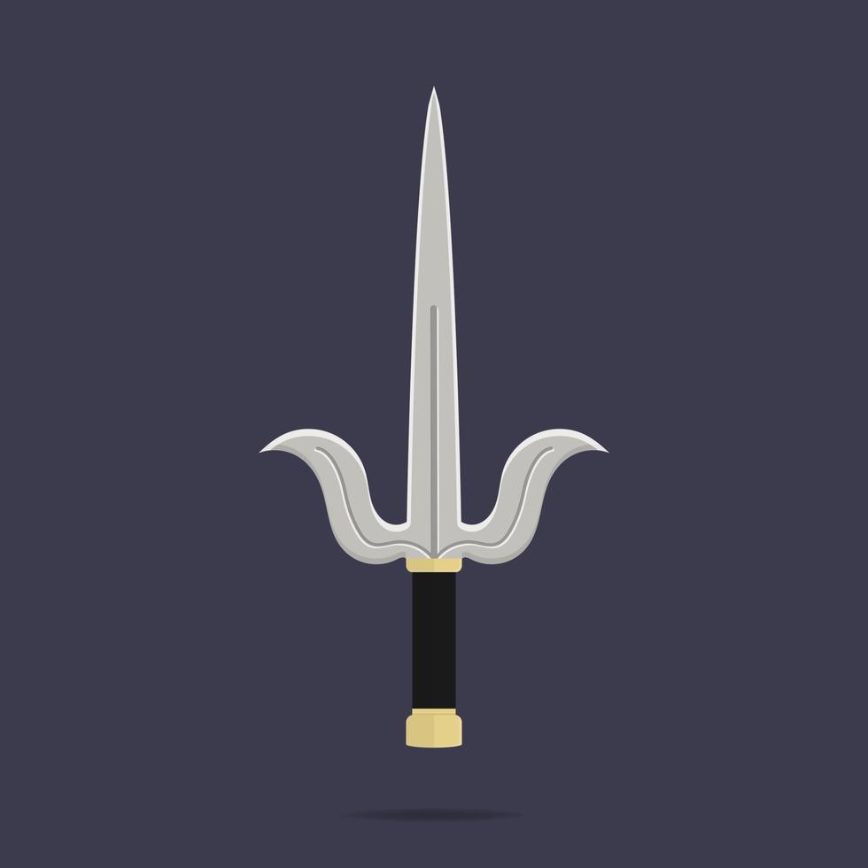 sai-pictogram. ninja wapen. samoerai-uitrusting. cartoon-stijl. schone en moderne vectorillustratie voor ontwerp, web. vector