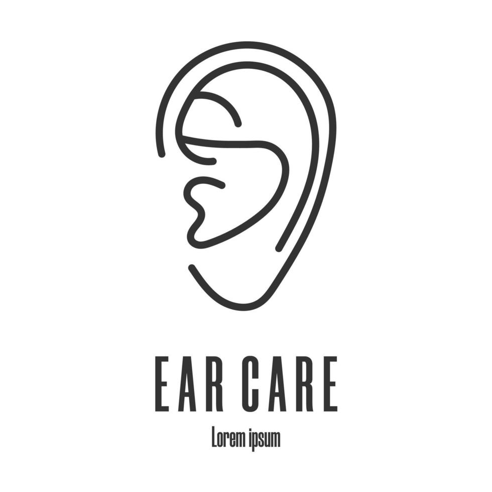 lijnstijl icoon van een oor. oor zorg logo. schone en moderne vectorillustratie voor ontwerp, web. vector