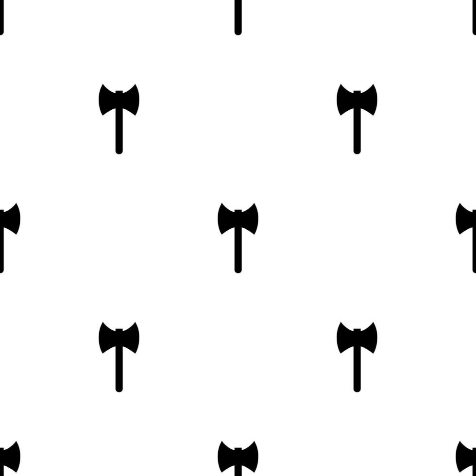 naadloze patroon met zwarte silhouet icoon van bijl geïsoleerd op een witte achtergrond. middeleeuws wapenteken. vectorillustratie voor ontwerp, web, inpakpapier, stof, behang vector