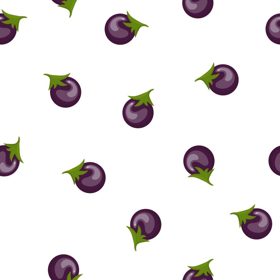 naadloze patroon met verse aubergine groente geïsoleerd op een witte achtergrond. cartoon vlakke stijl. vectorillustratie voor uw ontwerp, web, inpakpapier, stof, behang. vector