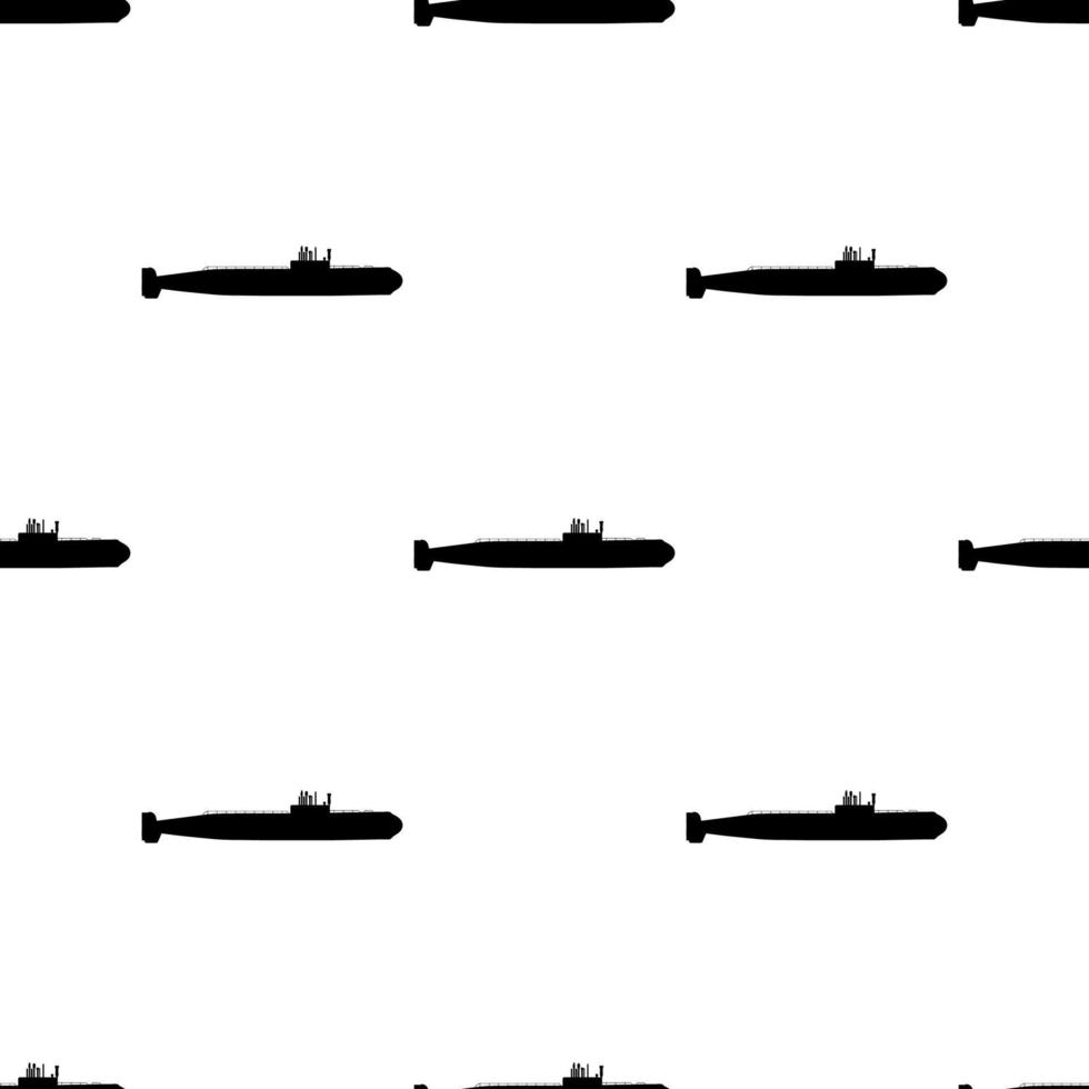 naadloos patroon met silhouet van onderzeeër. zijaanzicht. oorlogsschip in eenvoudige stijl. militair schip. slagschip model. vectorillustratie voor ontwerp, web, inpakpapier, stof, behang. vector