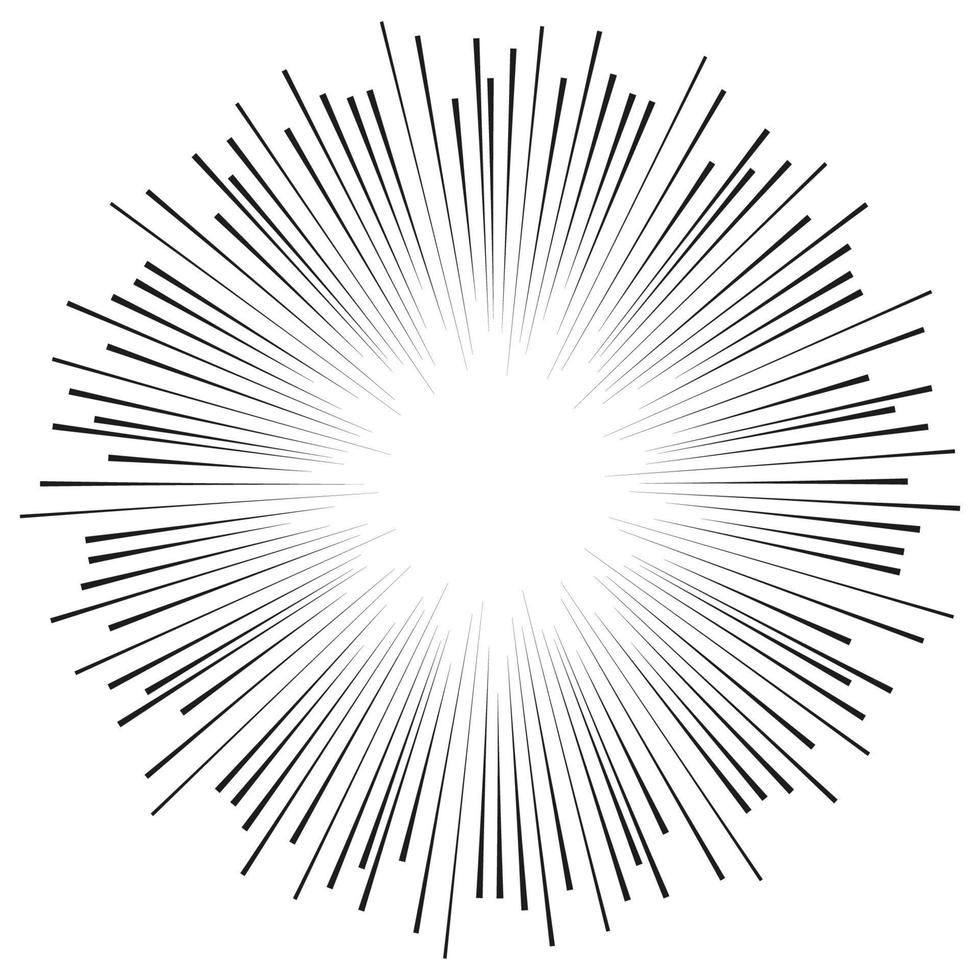 abstract radiaal zoomsnelheidslicht op zwart effect voor stripboek, zonnestraal of steruitbarstingselement vector