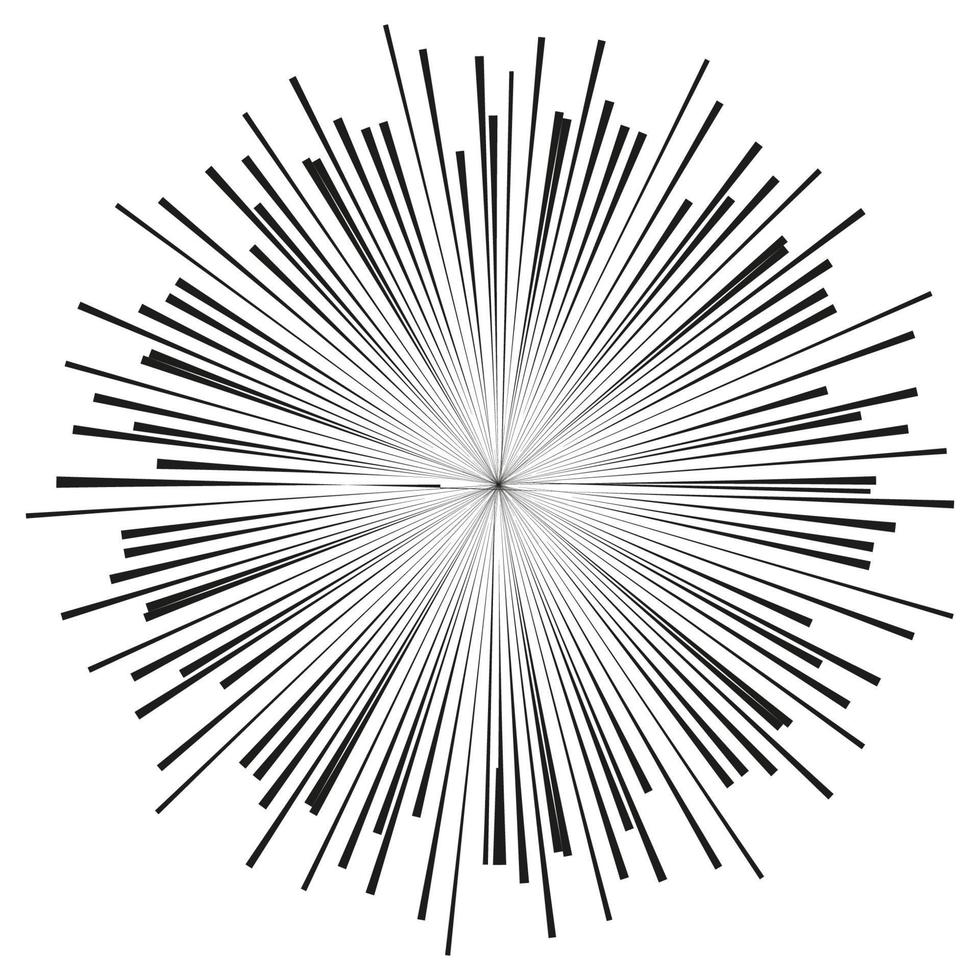 abstract radiaal zoomsnelheidslicht op zwart effect voor stripboek, zonnestraal of steruitbarstingselement vector