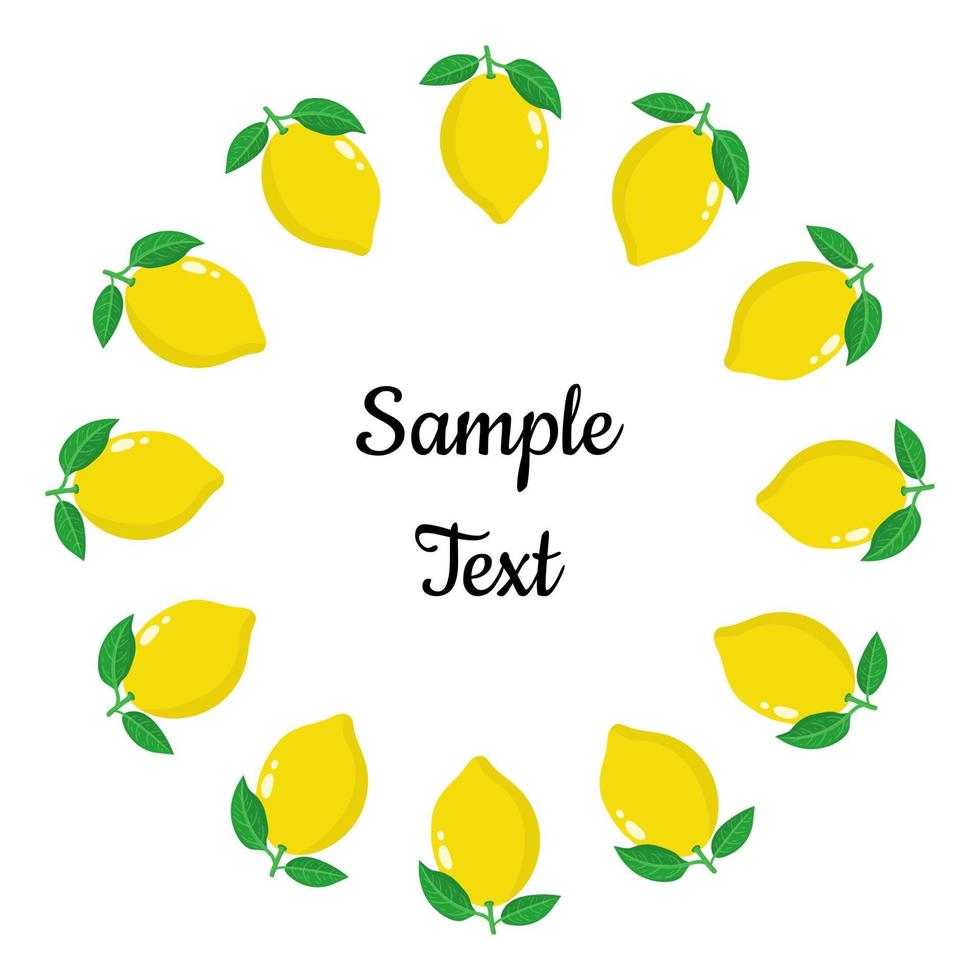 krans van gele citroenvruchten met ruimte voor tekst. cartoon zoet biologisch voedsel. zomerfruit voor een gezonde levensstijl. vectorillustratie voor elk ontwerp. vector