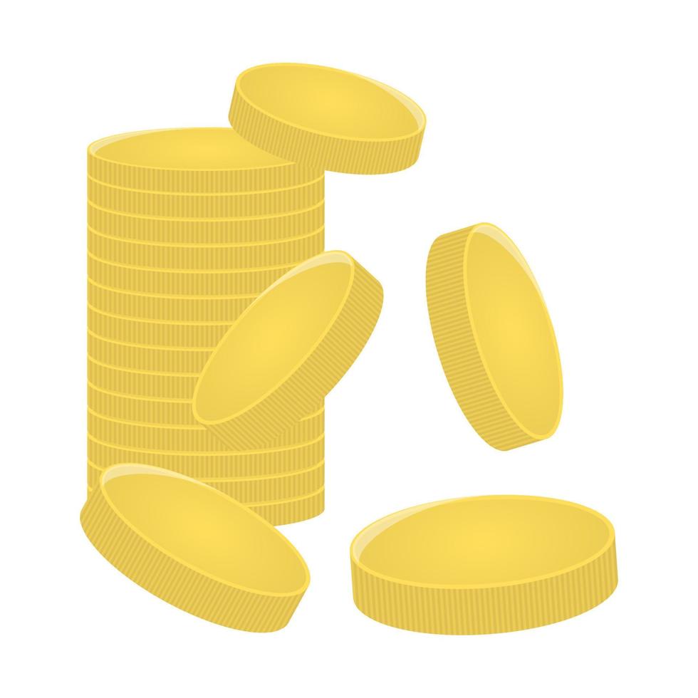 een berg gouden munten. bank, financiënconcept. ontwerp van game-items. vectorillustratie geïsoleerd op een witte achtergrond. vector