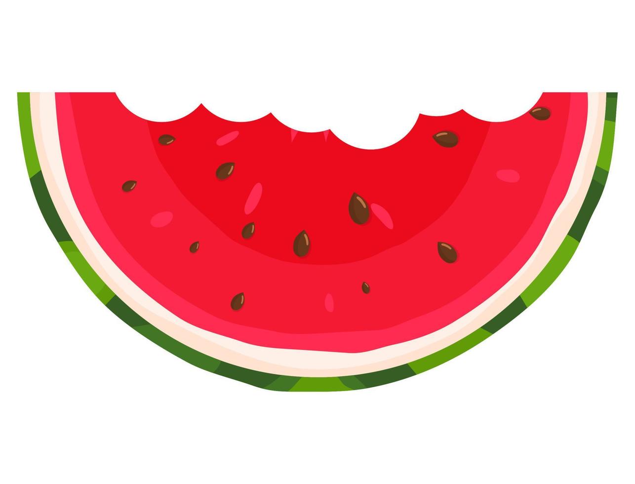 vers gesneden segment watermeloen fruit geïsoleerd op een witte achtergrond. zomerfruit voor een gezonde levensstijl. biologisch fruit. cartoon-stijl. vectorillustratie voor elk ontwerp. vector