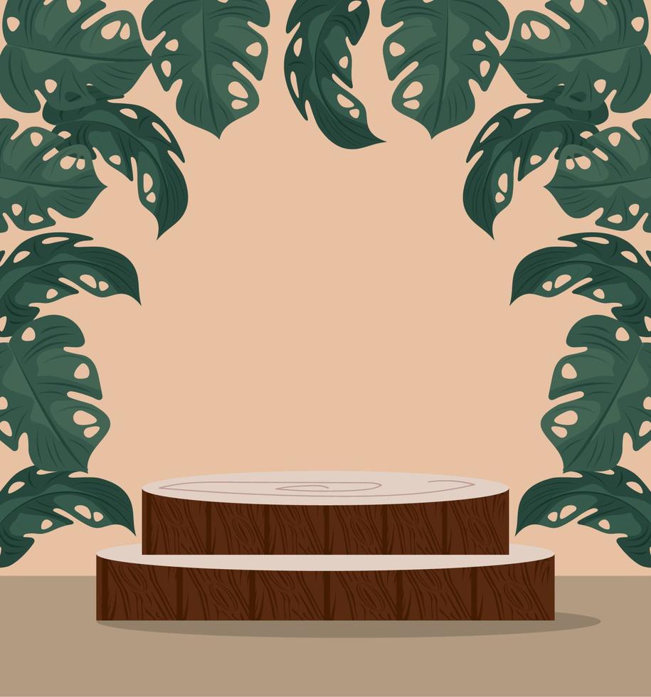 houten platform in natuurlijk frame vector