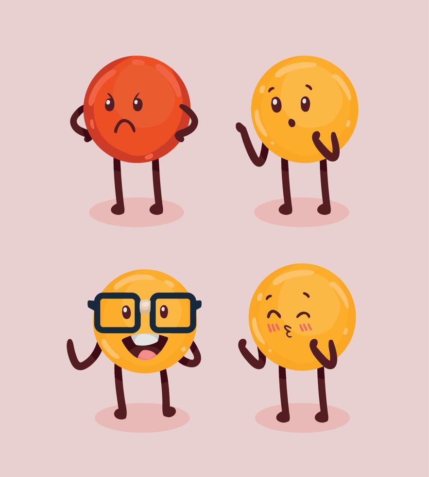 vier emoji-personages pictogrammen vector