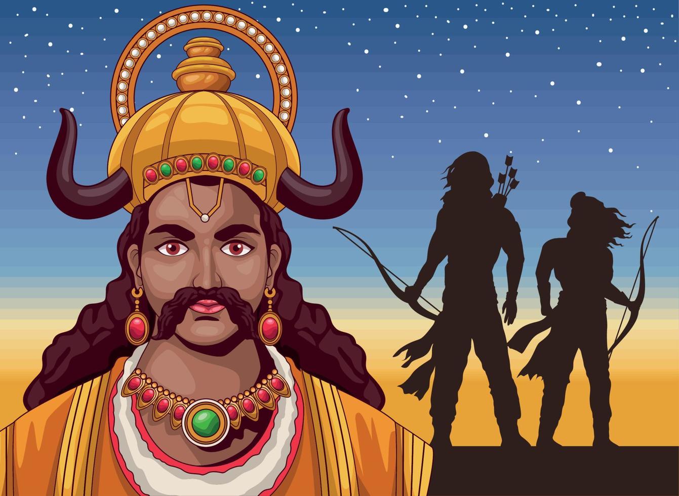 rama king in dussehra scene vector