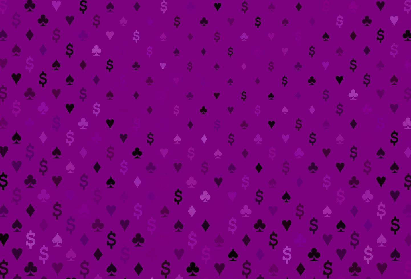 donker paars vector patroon met symbool van kaarten.