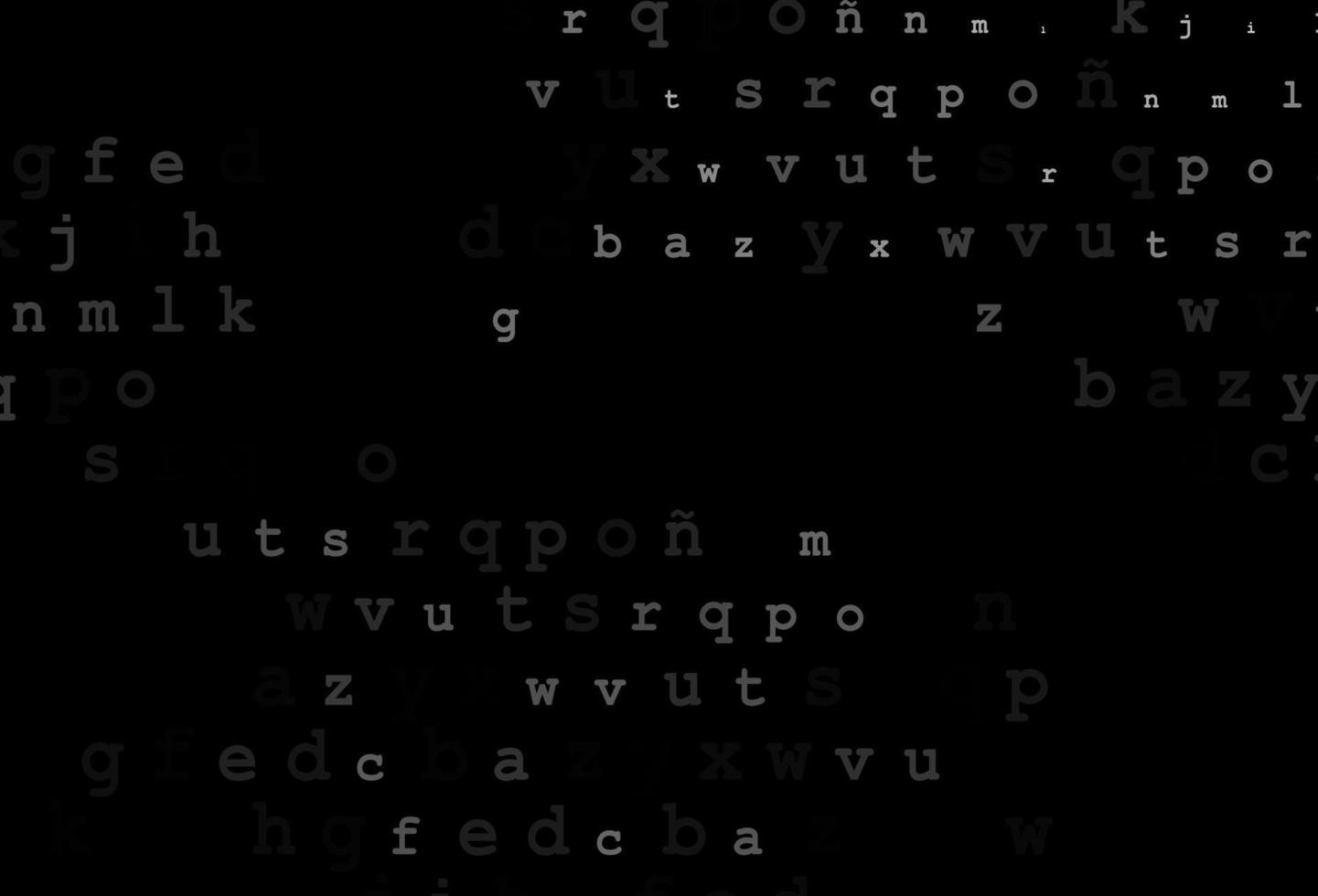 donkere zilveren, grijze vectorlay-out met Latijns alfabet. vector