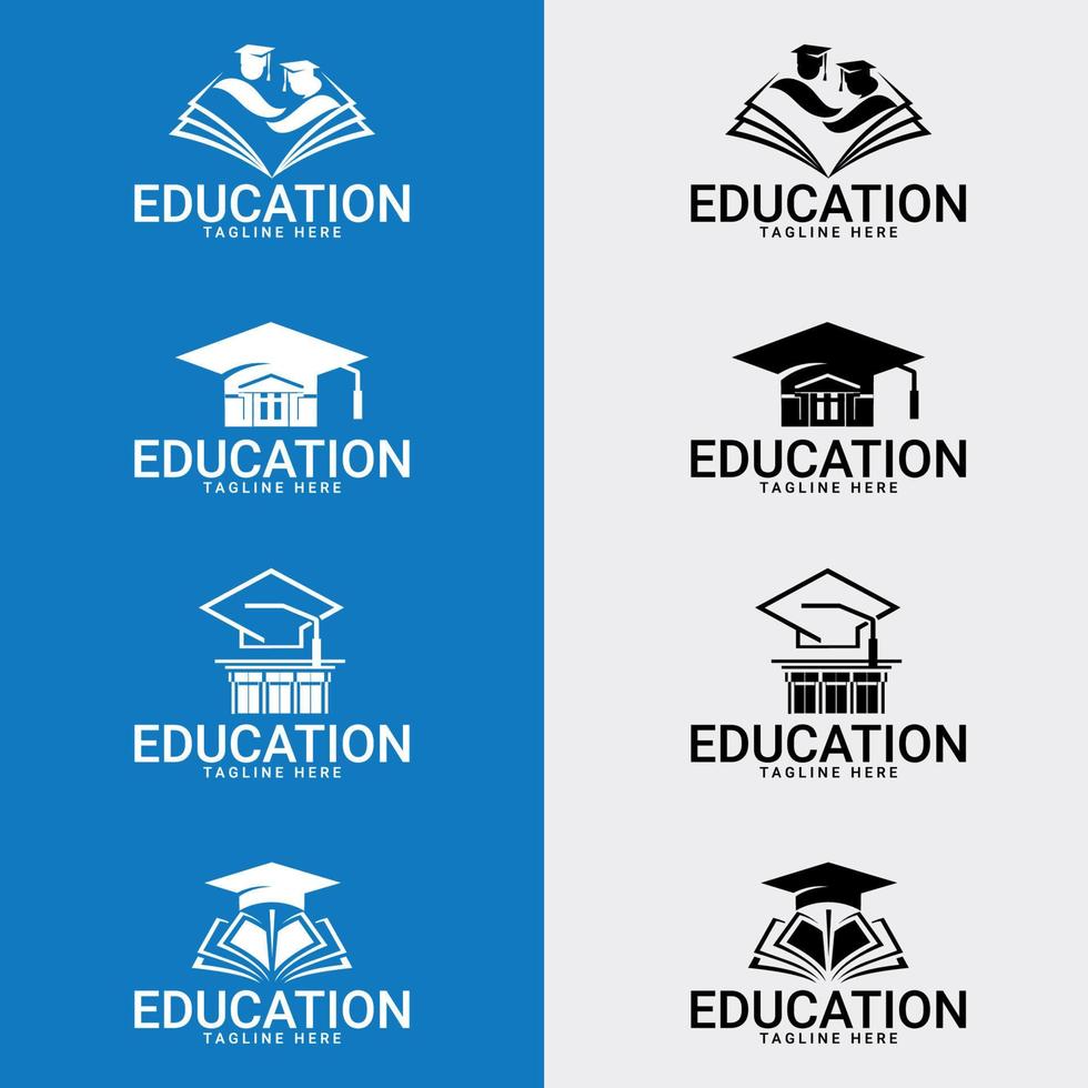 onderwijs logo pictogram ontwerp. geschikt voor bedrijfslogo, print, digitaal, pictogram, apps en ander marketingmateriaal. onderwijs logo set. vector